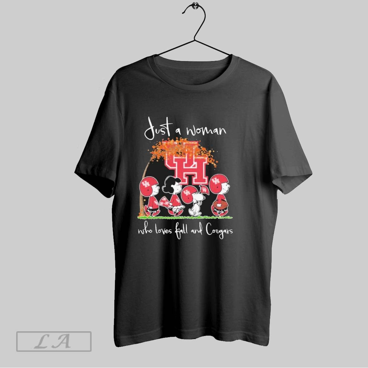 Original Just A Woman Who Loves Fall And Houston Cougars X The Peanuts Walking