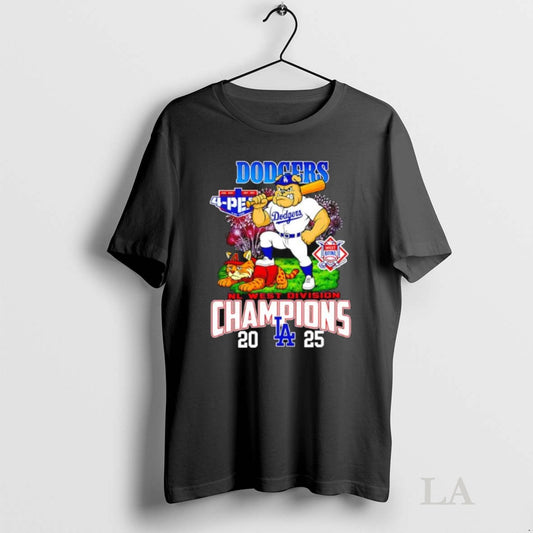 Original Los Angeles Dodgers 2025 Nl West Division Champions Mascots Bulldog And A Cat