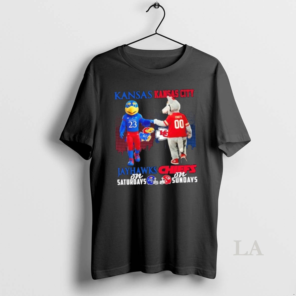 Original Mascots Kansas Jayhawks On Saturdays X Kansas City Chiefs On Sundays Skyline T-Shirts, Hoodie, Sweatshirt