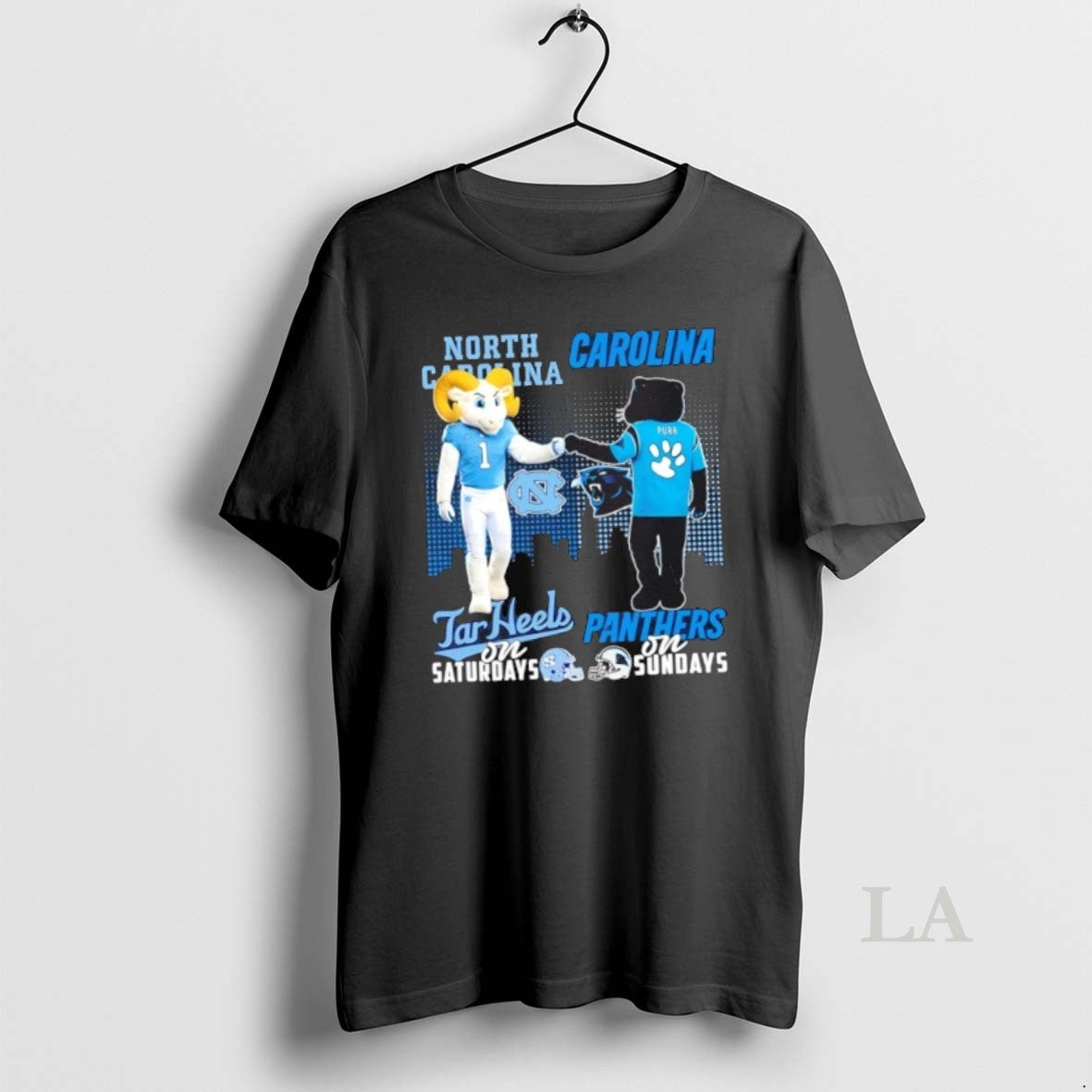 Original Mascots North Carolina Tar Heels On Saturdays X Carolina Panthers On Sundays Skyline T-Shirts, Hoodie, Sweatshirt