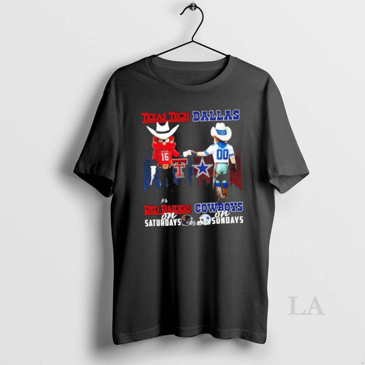 Original Mascots Texas Tech Red Raiders On Saturdays X Dallas Cowboys On Sundays Skyline T-Shirts, Hoodie, Sweatshirt