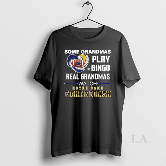 Original Some Grandmas Play Bingo Real Grandmas Watch Notre Dame Fighting Irish Diamond Heart T-Shirts, Hoodie, Sweatshirt