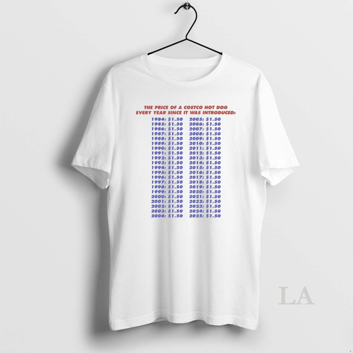 Original The Price Of A Costco Hot Dog Every Year Since It Was Introduced T-Shirts, Hoodie, Sweatshirt | WearSparks.com