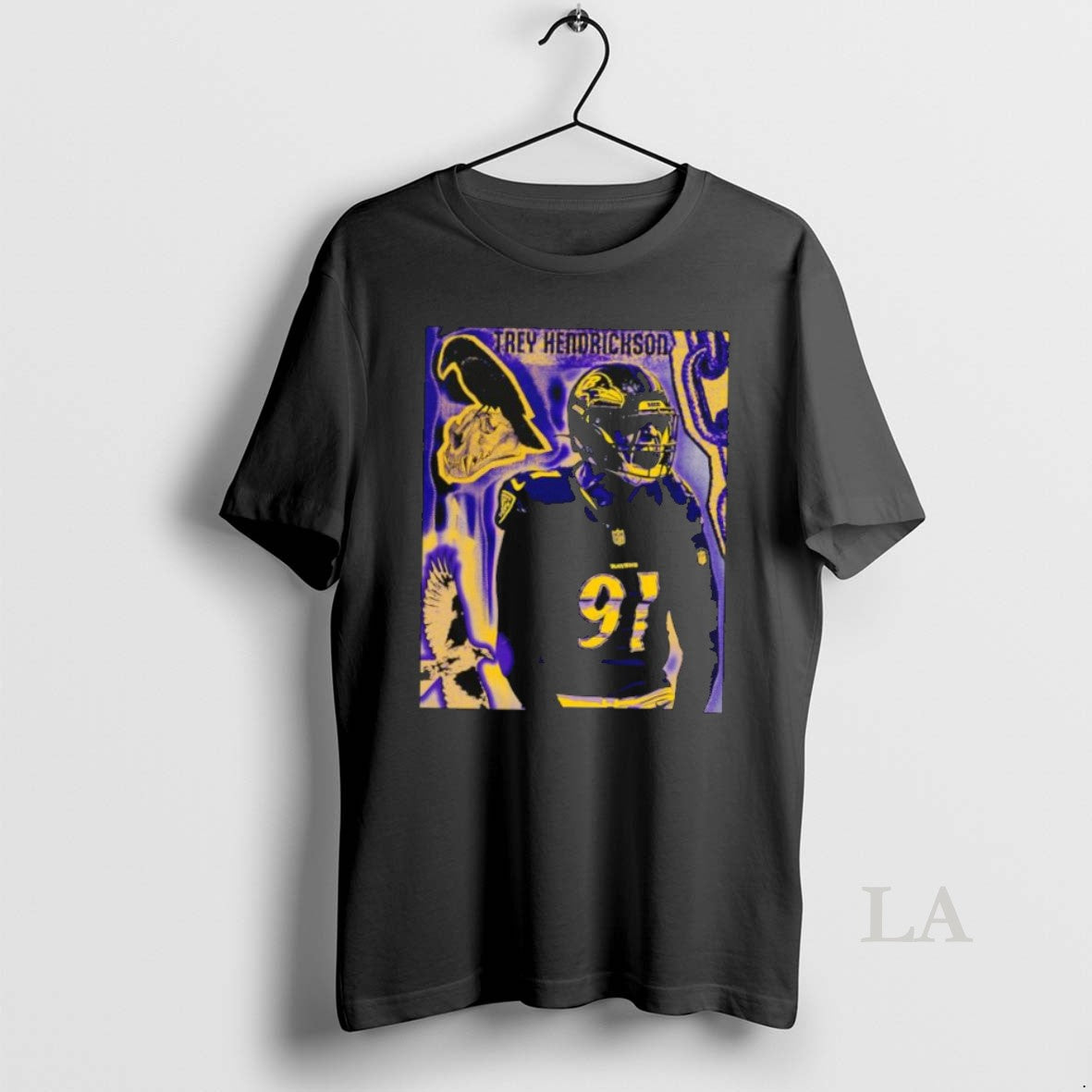 Original Trey Hendrickson Baltimore Ravens Number 91 Crow Skull