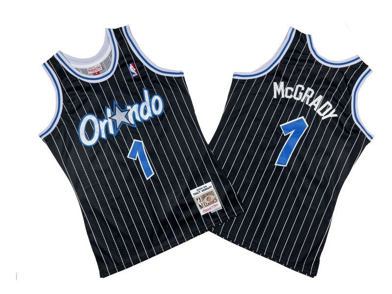 Orlando Magics #1 Penny Hardaway Magic 1 # Black White 03-04 Season Mitchell Retro Jersey Style 1