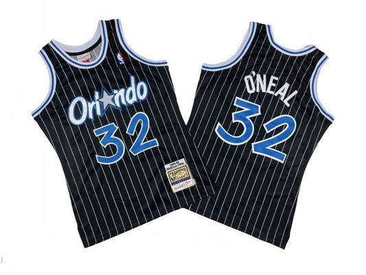 Orlando Magics #32 Shaquille O'Neal Magic 32 # Black White 94-95 Season Mitchell Retro Jersey -- Shaquille . O'Neal Style 2