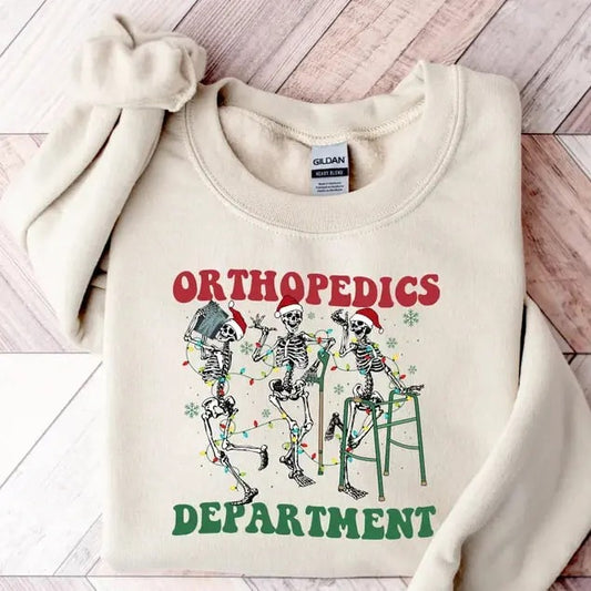 Orthopedic Department Sweatshirt, Ortho Christmas Nurse Sweatshirt, Skeleton Dancing Nurse Sweatshirt, Ortho Group Team...