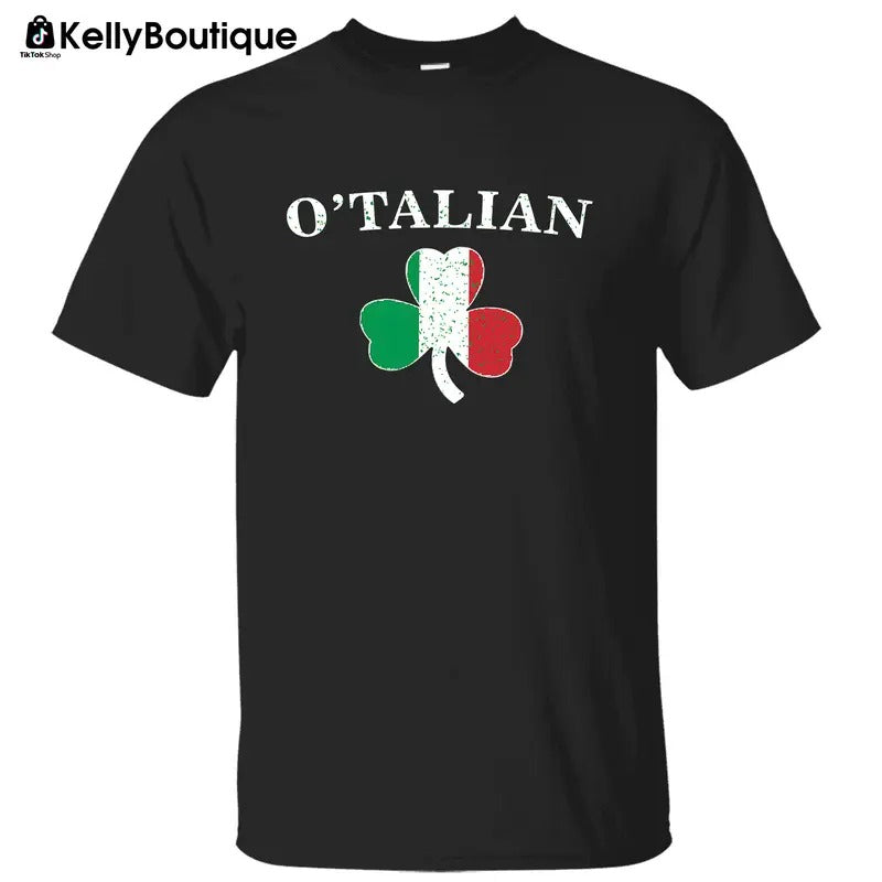 Otalian Italian Flag Lucky Clover St Patrick's Day Graphic Printed Unisex Classic Cotton T-shirt Sweatshirt Hoodie