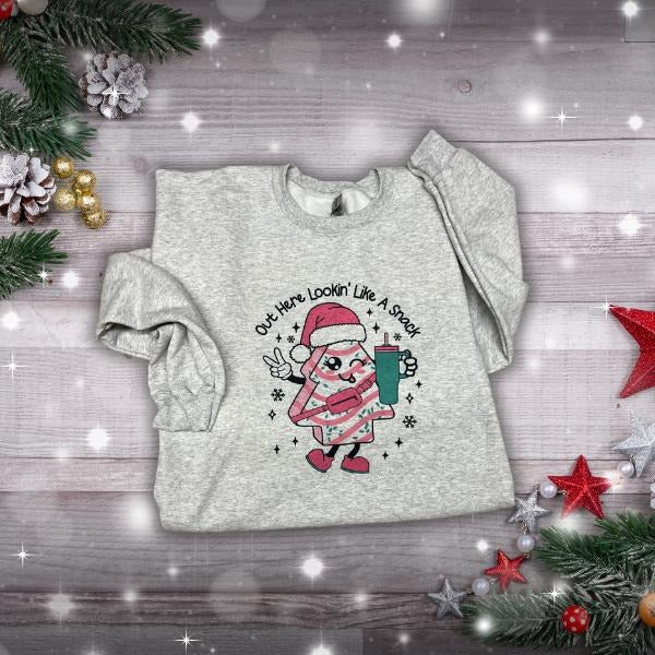 Out Here Looking Like A Snack Girly Christmas Sweater-Tshirt-Longsleeve Hoodie, Sweatshirt | WearSparks.com