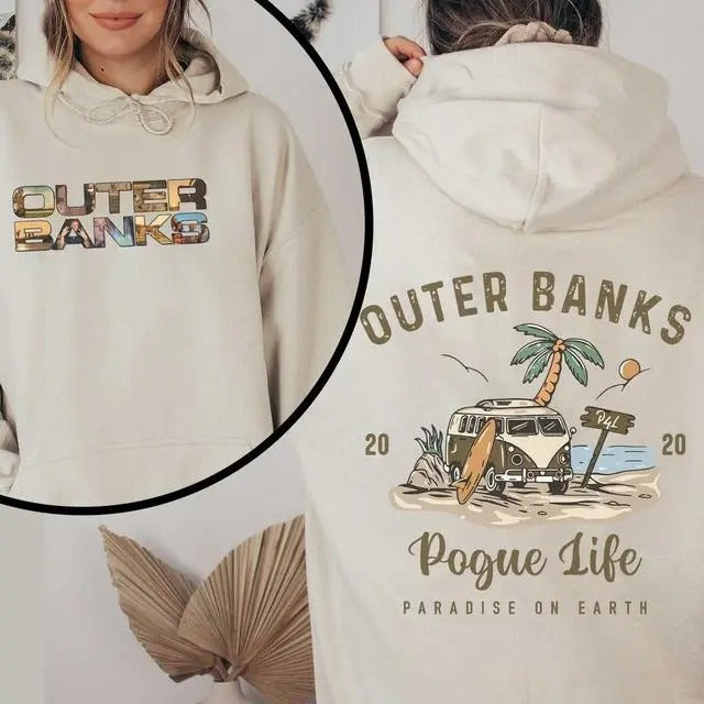 Outer Banks Pogue Life Paradise On Earth Retro JJ Maybank Unisex Cotton 2 sides Hoodie T-Shirts, Sweatshirt | WearSparks.com