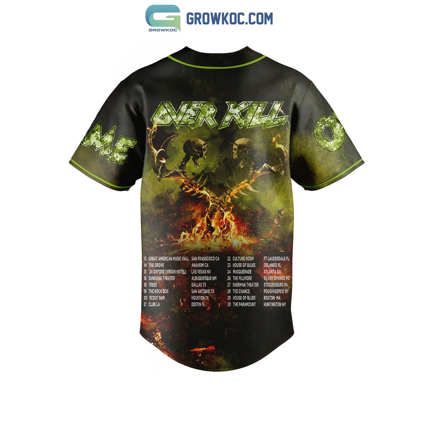 Over Kill Scorching The Earth Tour 2023 Personalized Baseball Jersey