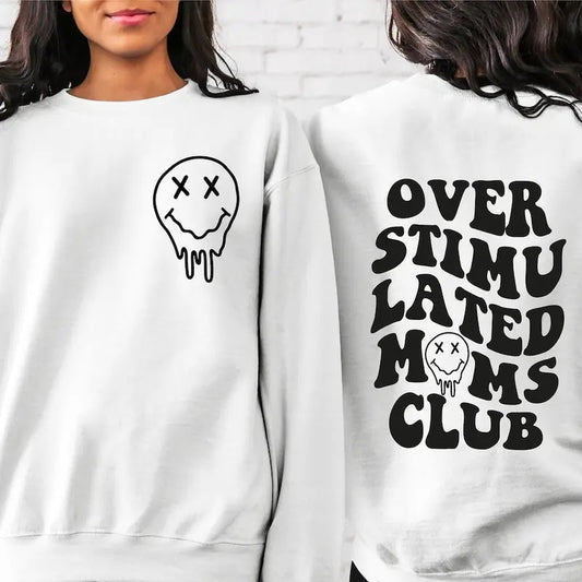 Overstimulated Moms Club Sweatshirt, Cute Sweatshirt for Moms, Girly Sweatshirt, Overstimulated Moms Sweatshirt, Mom...