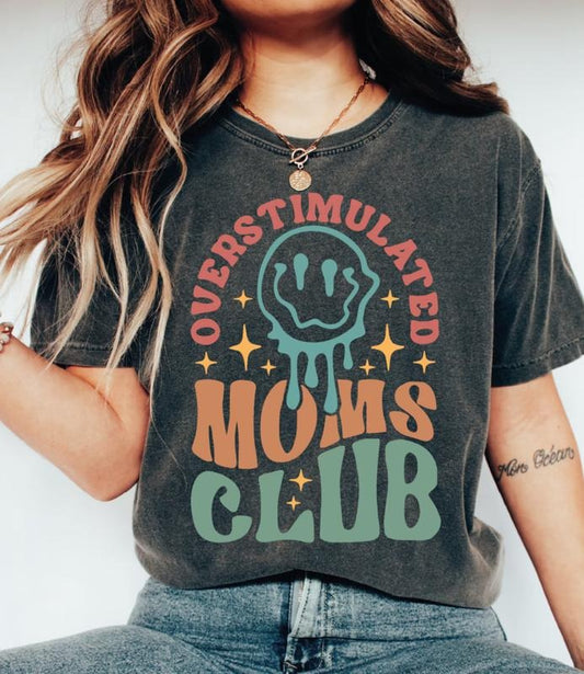 Overstimulated Moms Club Sweatshirt, Melting Face Moms Club T-Shirt, Smiling Face Mama Tee Shirt, Cool Mom Sweater,...