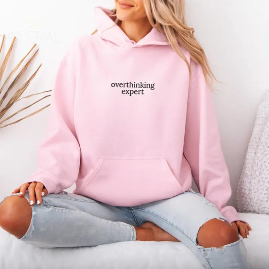 Overthinking Expert Embroidered Hoodie Unisex, Overthinking Expert Hoodie, Quotes Sweater, Overthinking Expert...