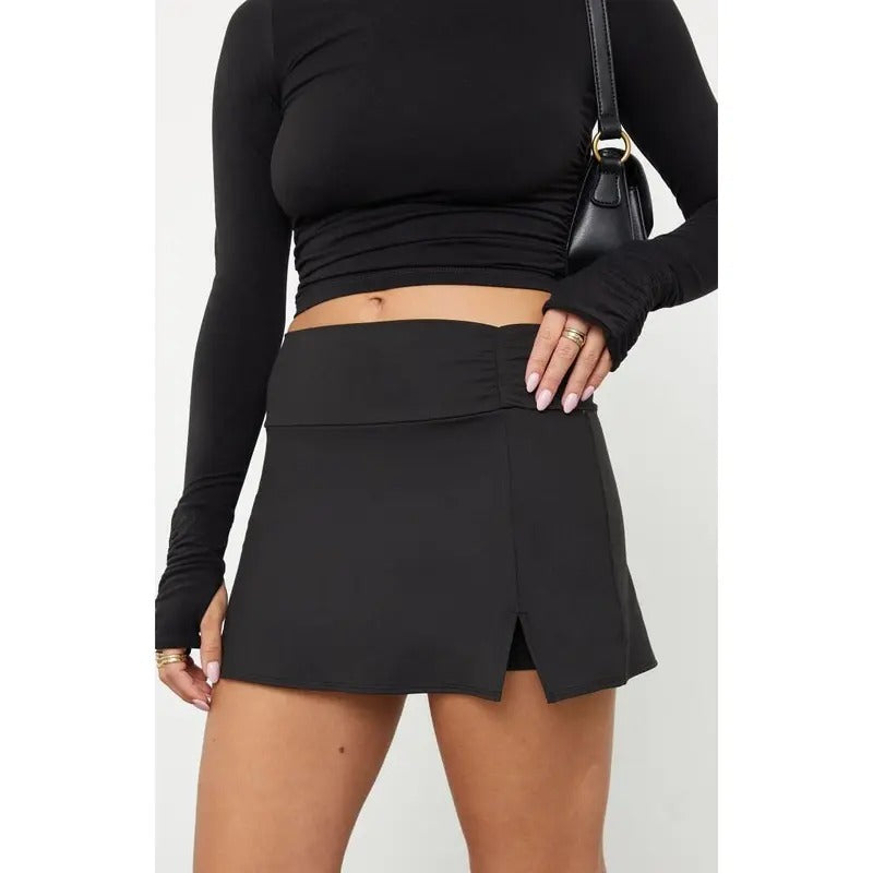 PAC 1980 Women's Active Black Princess Cinched Yoga Mini Skort T-Shirts, Hoodie, Sweatshirt | WearSparks.com