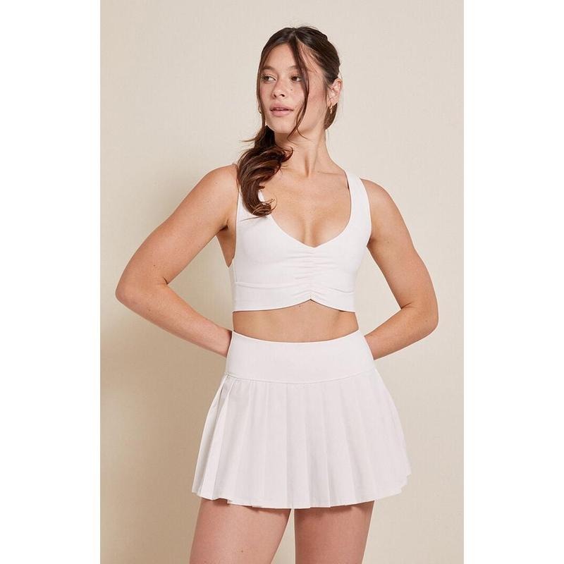 PAC 1980 Women's PAC WHISPER Active Ivory Dropped Waist Pleated Mini Skort T-Shirts, Hoodie, Sweatshirt | WearSparks.com