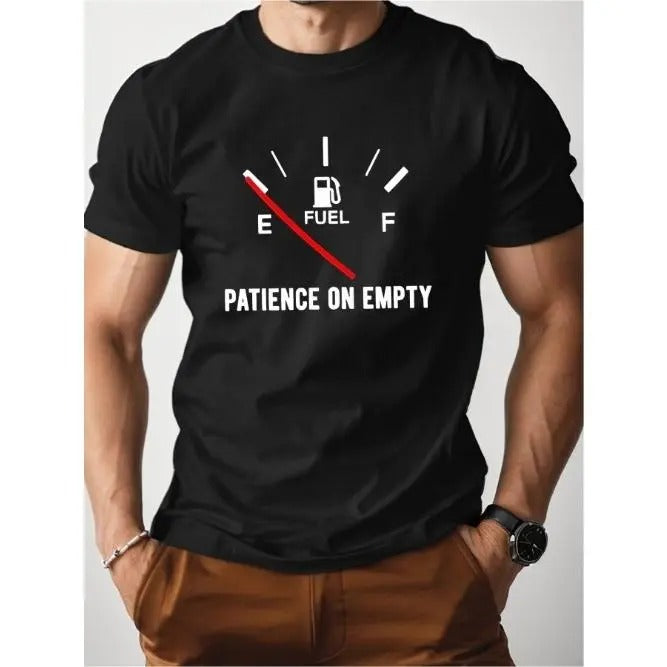 PATIENCE ON EMPTY - Soft, Breathable, Pure Cotton Men's Comfort Fit T-Shirt for Everyday Wear Made in USA Hoodie, Sweatshirt