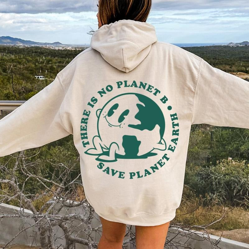 PLANET B HOODIE TAKE CARE OF OUR EARTH OVERSIZED COMFY CASUAL COTTON HOODIE Comfort Light Womenswear Long Sleeves...