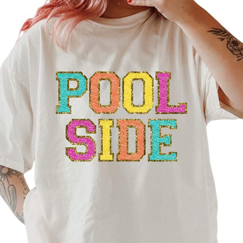 POOL SIDE DTG PRINTED Shirt ~ Unisex Apparel Relaxed Fit Printed In The USA Clothing Womenswear Casual Comfort Cotton Top...