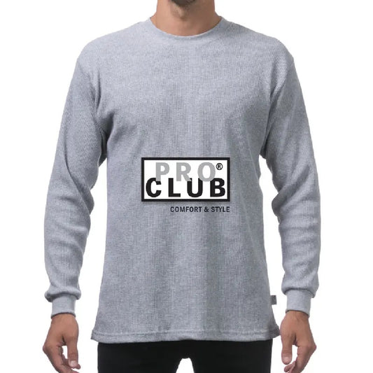 PROCLUB Men's Heavyweight Thermal Long Sleeve T Shirts PRO CLUB Plain Waffle Shirt Crew Neck Warm Cotton Tee Hip Hop...