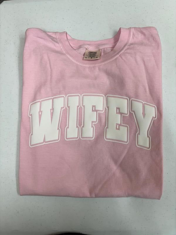 PUFF Wifey Print Letter Comfort Colors T-Shirt Hoodie, Sweatshirt | WearSparks.com