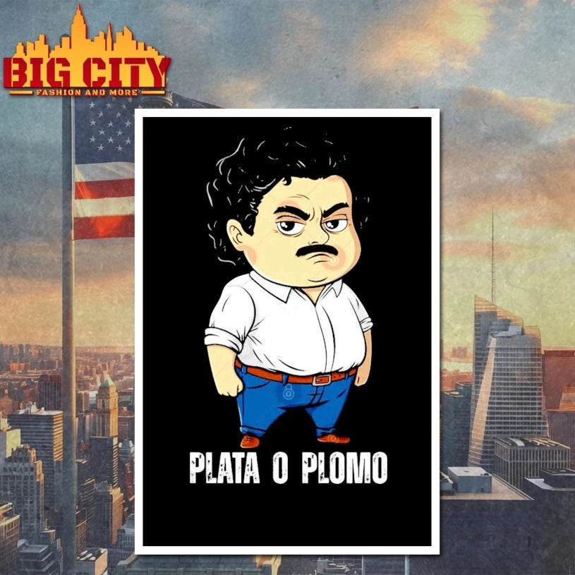 Pablo Escobar Cartoon Plata o Plomo Gangster shirt