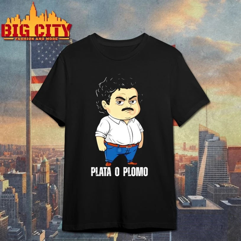 Pablo Escobar Cartoon Plata o Plomo Gangster shirt