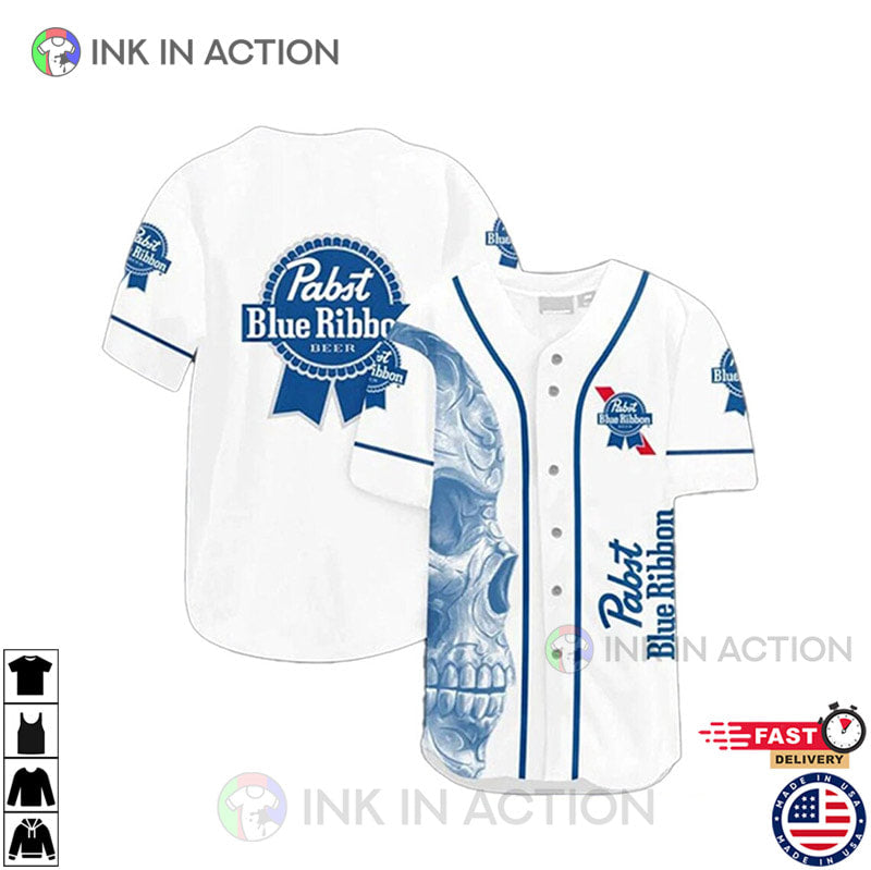 Pabst Blue Ribbon Skull Baseball Jersey