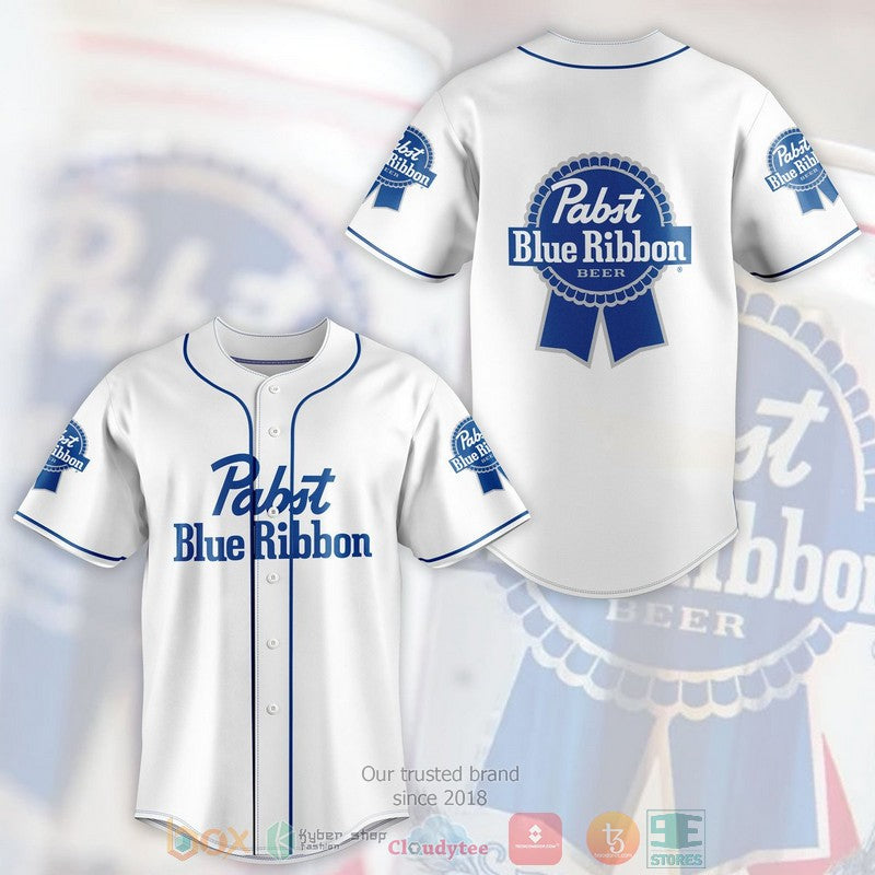 Pabst Blue Ribbon Beer white Baseball shirt