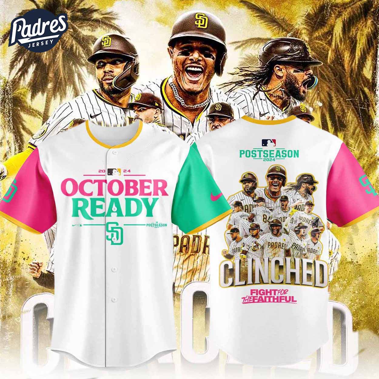 Padres San Diego Padres City October Ready Clinched Stripe Baseball Jersey - Padres Jersey Oasis: Elevate Your... (Image 1)