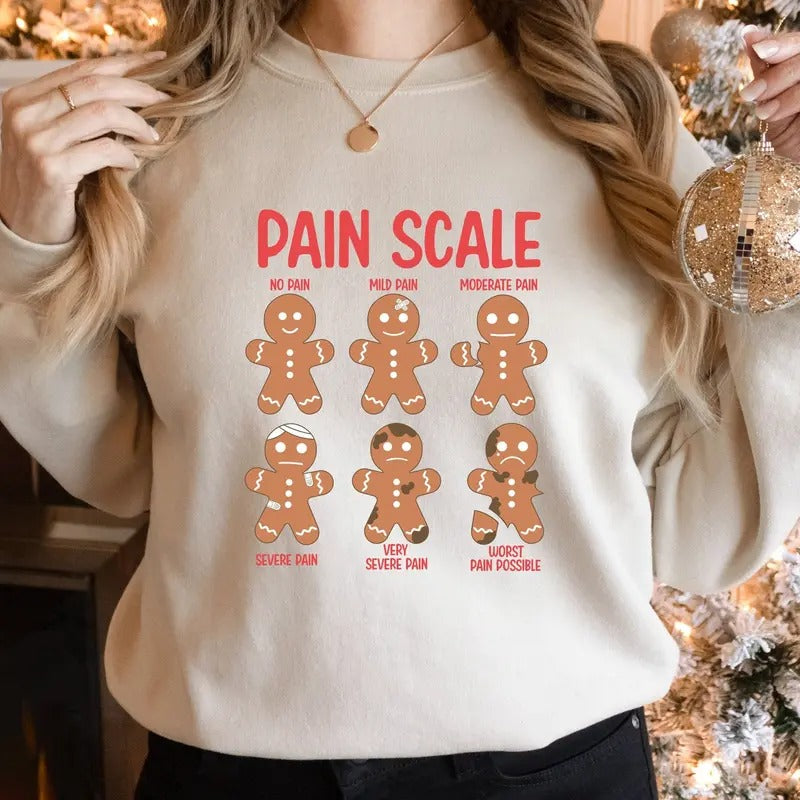 Pain Scale Gingerbread Sweatshirt, Xmas Christmas Sweatshirt, Christmas Cookies Sweater, Christmas Gift For Nurse, Xmas...