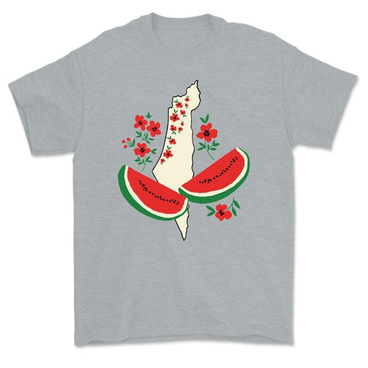 Palestine Flag Shirt - Support Palestine Free Palestine T-Shirt with Watermelon Design Unisex Cotton T-Shirt Fashion...
