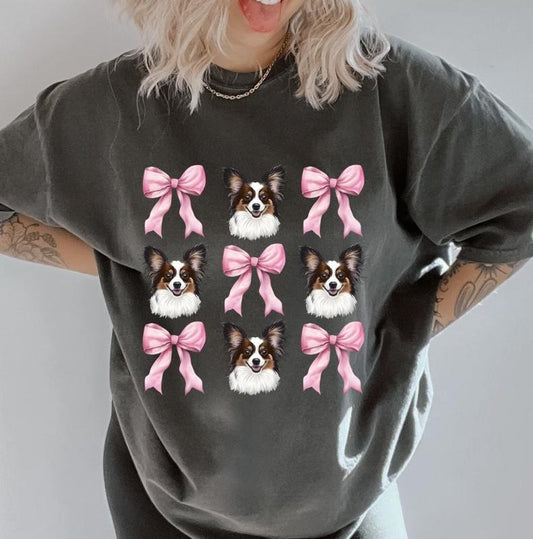 Papillon with bows Shirt ~ Unisex Apparel Relaxed Fit Printed In The USA Clothing Womenswear Casual Comfort Cotton Top...