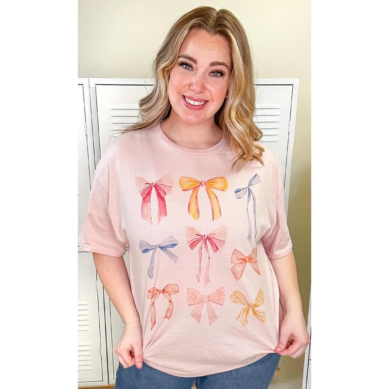 Pastel Bow Graphic T-Shirt Hoodie, Sweatshirt | WearSparks.com