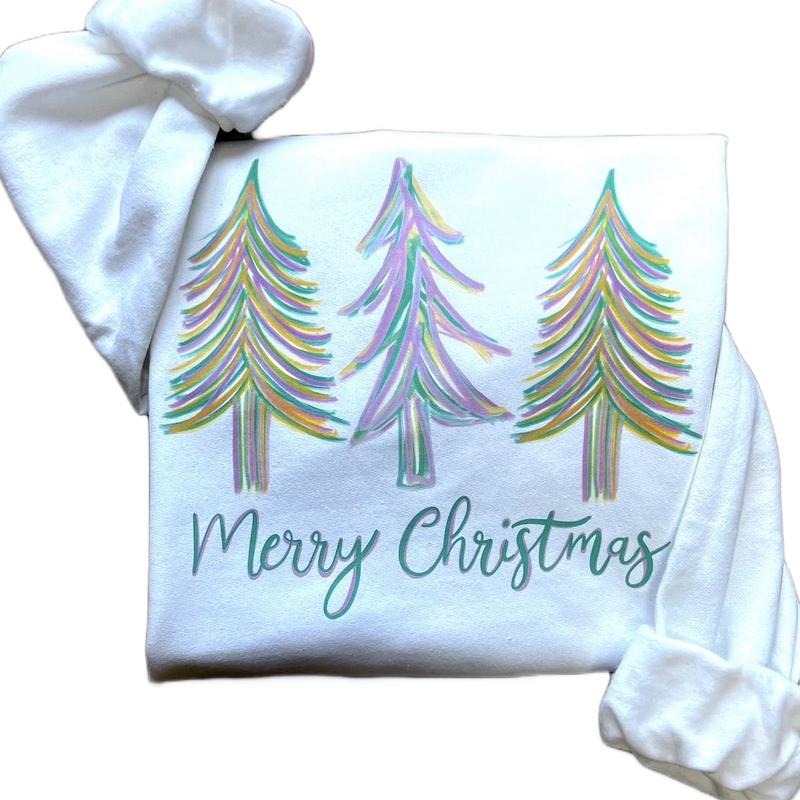 Pastel Christmas Trees Sweatshirt T-Shirts, Hoodie | WearSparks.com