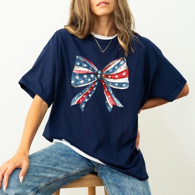 Patriotic Bow, Ribbon, USA, 4th Of July, Memorial Day, Tshirt, Women's Comfort Color Tee, Tshirt Hoodie, Sweatshirt