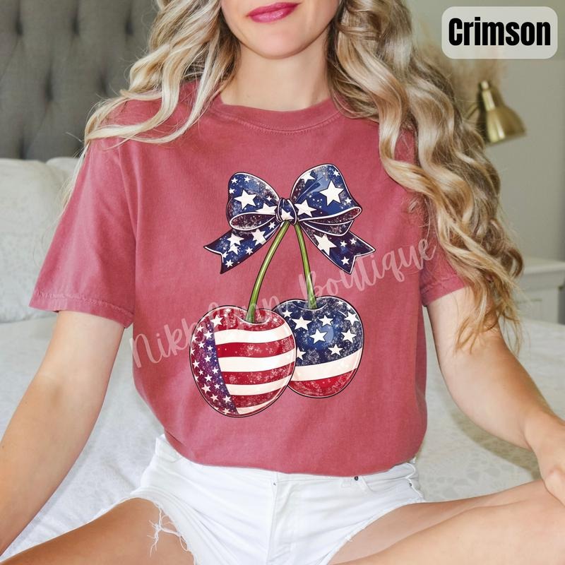 Patriotic Cherries Comfort Colors T-Shirt 'NLB' Hoodie, Sweatshirt | WearSparks.com