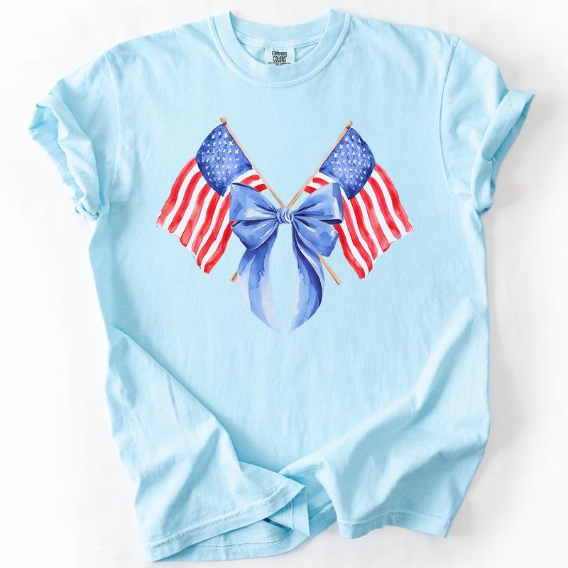 Patriotic Coquette Flags, America, USA, Fourth Of July, Comfort Colors T-Shirt, Women's Comfort Colors Tee Hoodie, Sweatshirt