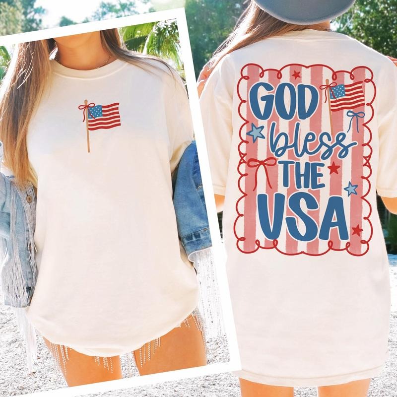 Patriotic Coquette tshirt, God Bless The USA tshirt, Red White and Blue tshirt Hoodie, Sweatshirt | WearSparks.com