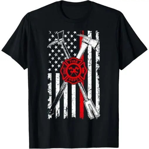 Patriotic Design Axe Halligan Thin Line Red Firefighter T-Shirt Made in USA Hoodie, Sweatshirt | WearSparks.com