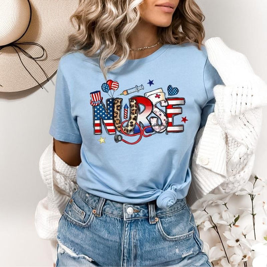 Patriotic Nurse Shirt, Nurse 4th Of July Shirt, American Nurse Shirt, Nursing Life Shirts, Memorial Day Gift, American...