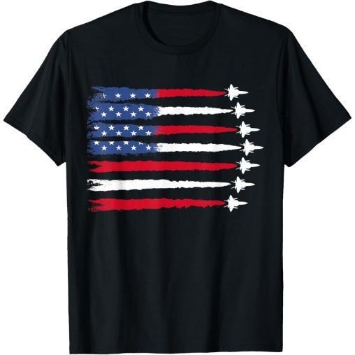 Patriotic Red White Blue USA Flag Fighter Jets 4th of July T-Shirt Made in USA Hoodie, Sweatshirt | WearSparks.com