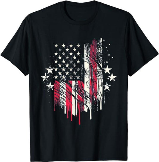 Patriotic Shirts For Men, American Flag USA United States of America US 4th of July T-Shirt Casual Cotton Menswear Smooth...