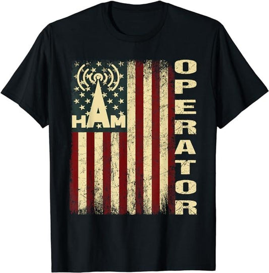 Patriotic Shirts For Men, Patriotic USA Flag Ham Radio Amateur Radio Operator T-Shirt Menswear Top Casual Cotton Basic...