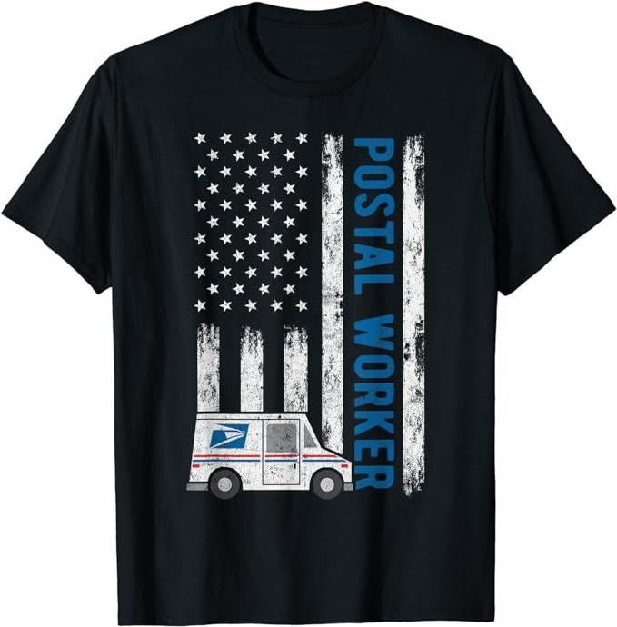 Patriotic Shirts For Men, USA Flag Patriotic Postal Worker Mailman Mail Lady Novelty T-Shirt Menswear Casual Cotton Top...