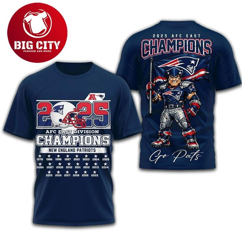 Patriots 2025 AFC East Champions Two Sided Shirt