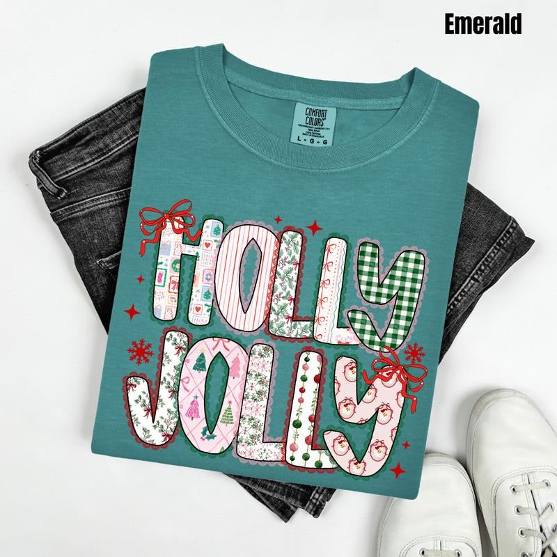 Pattern Holly Jolly Comfort Colors T-Shirt 'NLB' Hoodie, Sweatshirt | WearSparks.com
