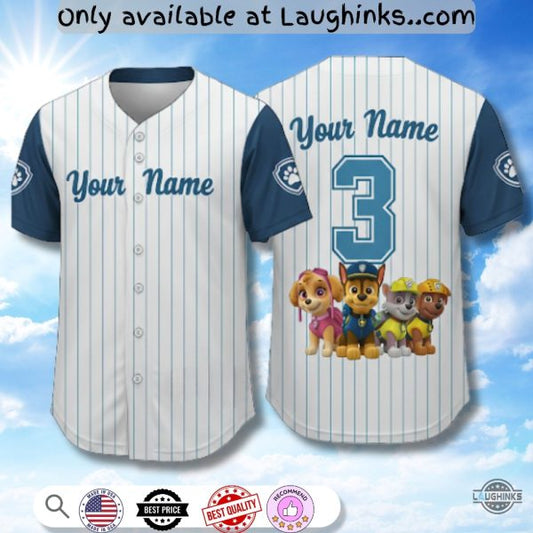 Paw Patrol Birthday Baseball Jersey Shirt Custom Name And Number