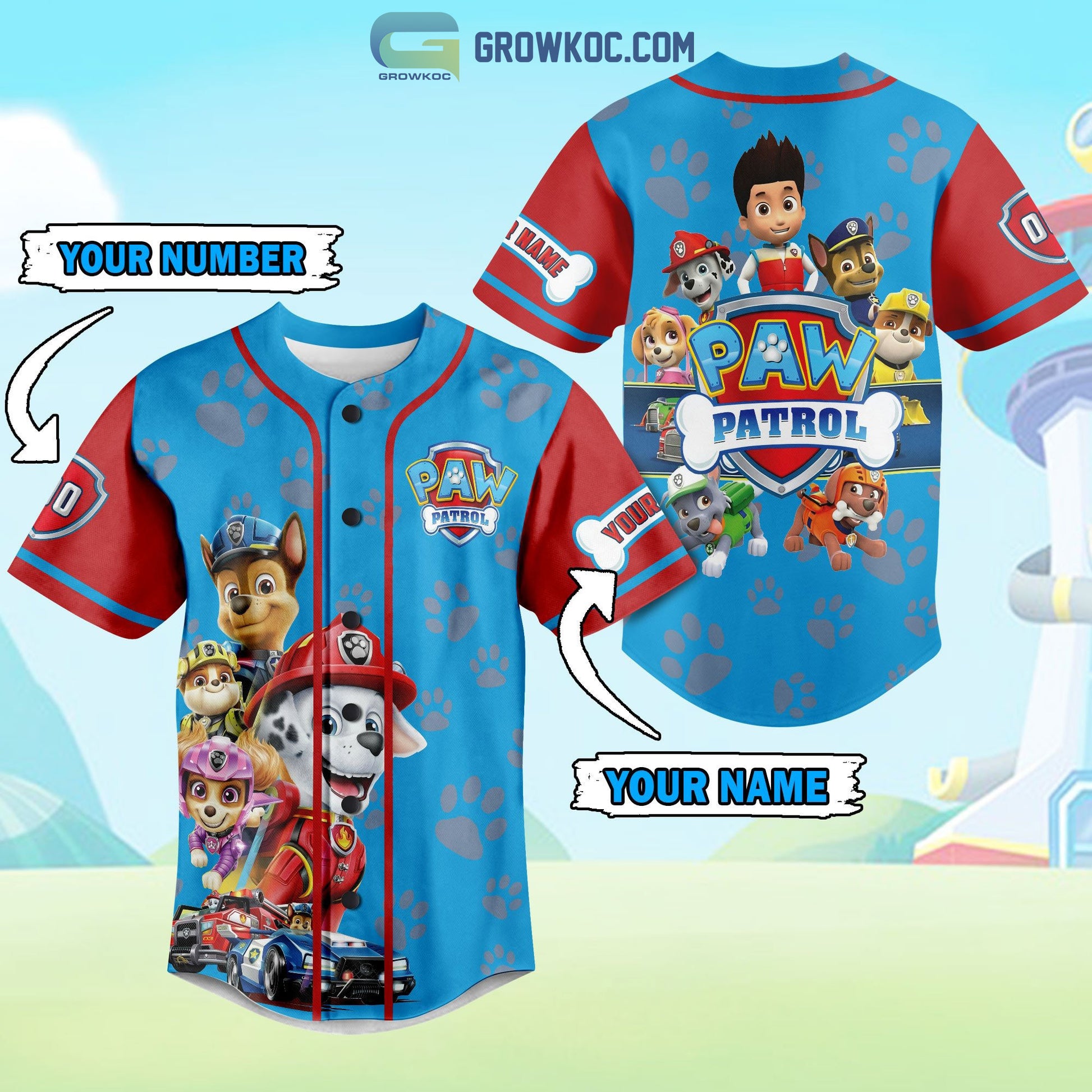 Paw Patrol Cartoon Personalized Baseball Jersey