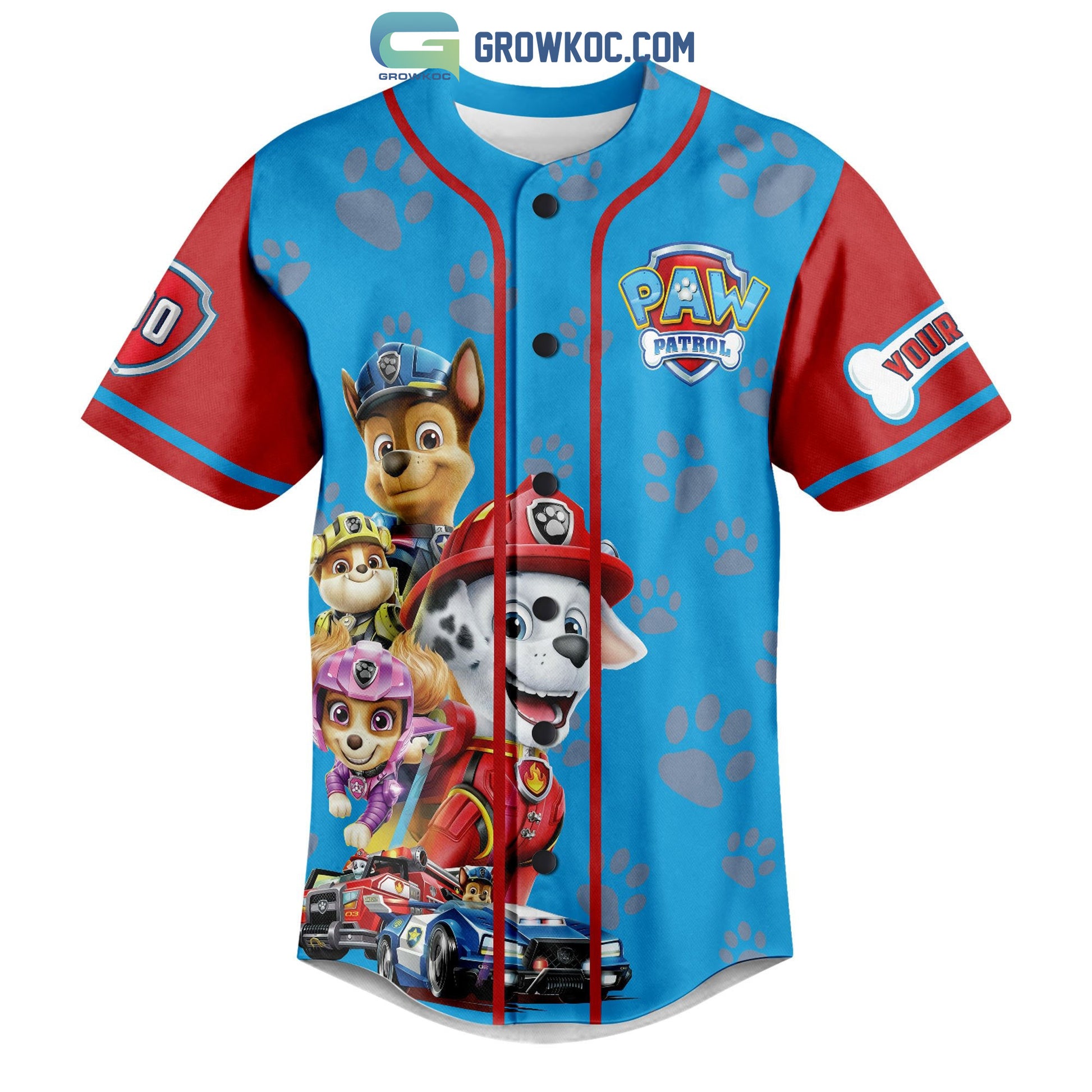 Paw Patrol Cartoon Personalized Baseball Jersey